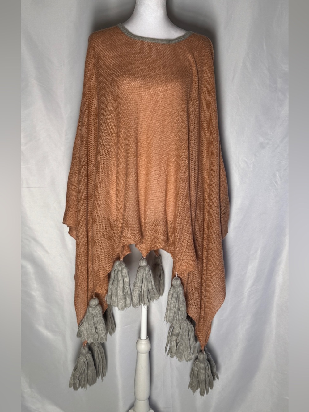 ZL Knit Tassel Poncho Sweater Women’s M/L Boho Cape Wrap
